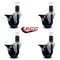 Service Caster 3.5'' Solid Poly Swivel 1-5/8'' Expanding Stem Caster Set with Brake, 4PK SCC-EX20S3514-SPUS-PLB-158-4 - alternate 4